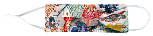 Mascherina Reversibile in Voile di Cotone/Seta "Flora e Fauna/Tegola".